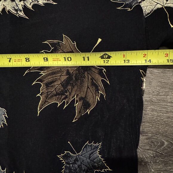 ES SE Dress Womens XS/S Black Leaf Print Short Sleeve Fall Casual Made USA - Picture 6 of 8